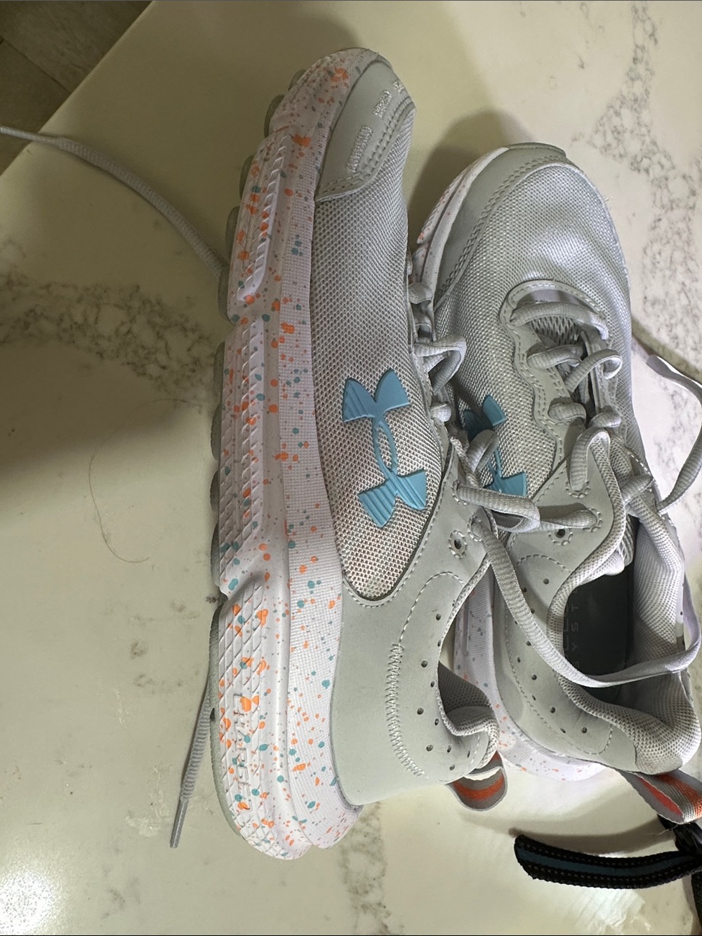 Under Armour Light Gray Sneakers with Blue Star Accents